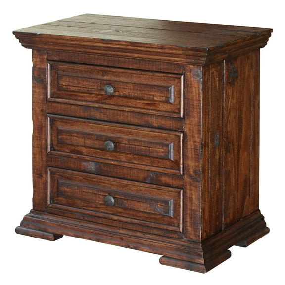 HomeRoots 32" Brown Three Drawer Nightstand