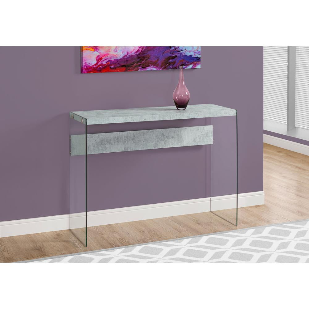 Modern Grey Cement & Clear Glass 44" Accent Table