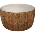 thumbnail image 1 of 32" Natural Brown And White Wash Hand Carved Wood Round Coffee Table, 1 of 8