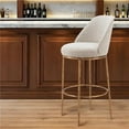 thumbnail image 1 of HomeRoots 555685 32 in. Beige & Gold Fabric & Steel Bar Height Swivel Bar Chair, 1 of 1