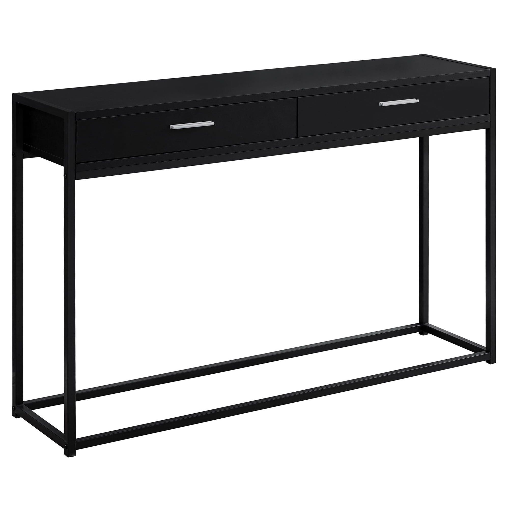Modern Black Metal & Wood Console Table with Storage - 48"x32"