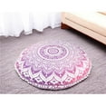 thumbnail image 1 of HomeRoots 387680 32 in. Pink & White Round Geometric Floor Pillow Cover with Pompoms, 1 of 1