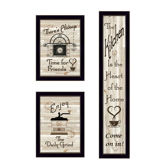 HomeRoots 32 x 10 x 1 in. The Kitchen Collection I 3 Black Framed Print Kitchen Wall Art - Set of 3
