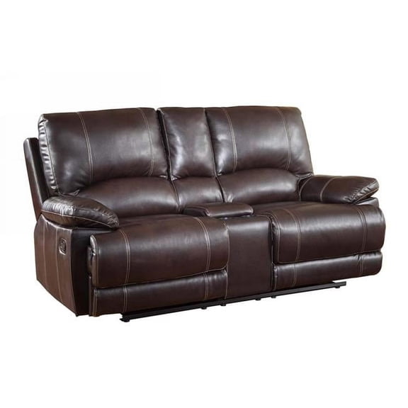 41" Stylish Brown Leather Console Loveseat