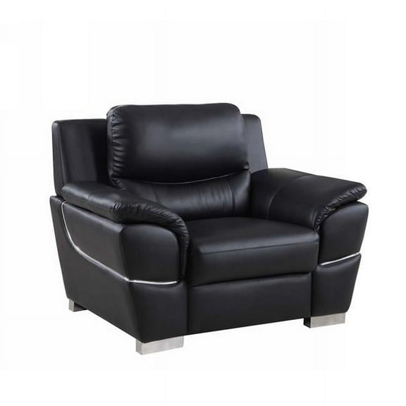 HomeRoots 329477 37 in. Chic Black Leather Chair