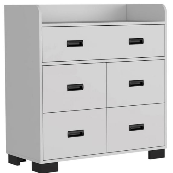 HomeRoots 33" White Manufactured Wood Five Drawer Dresser