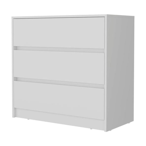 HomeRoots 518024 31.50 x 33.46 x 16.54 in. White Manufactured Wood Three Drawers No Handles Dresser