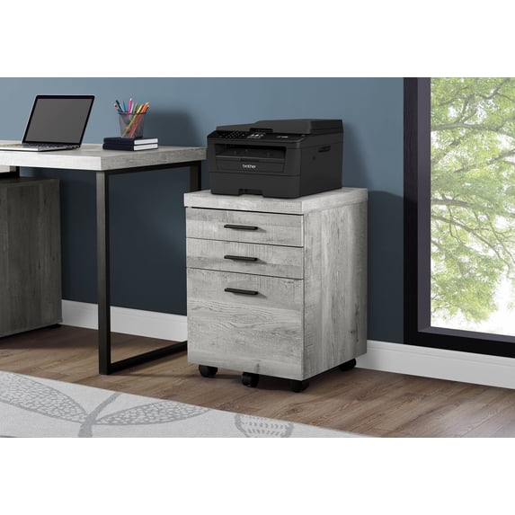 25.25" Grey Particle Board and MDF Filing Cabinet with 3 Drawers