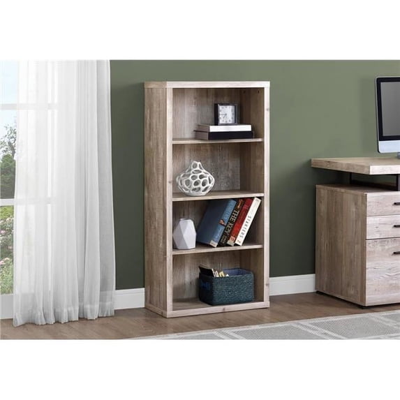 HomeRoots 333507 47.5 in. Taupe Particle Board & MDF Bookshelf with Adjustable Shelves