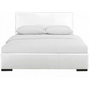 HomeRoots  34.8 x 63.4 x 85.4 in. White Upholstered Queen Size Platform Bed