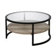 thumbnail image 1 of 34" Black Glass Round Coffee Table With Shelf, 1 of 8