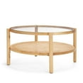 thumbnail image 1 of HomeRoots 602913 34 in. Clear & Natural Glass & Solid Wood Round Coffee Table with Shelf, 1 of 1