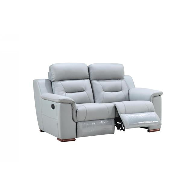 Elegant Gray Faux Leather Pillow-Top Loveseat