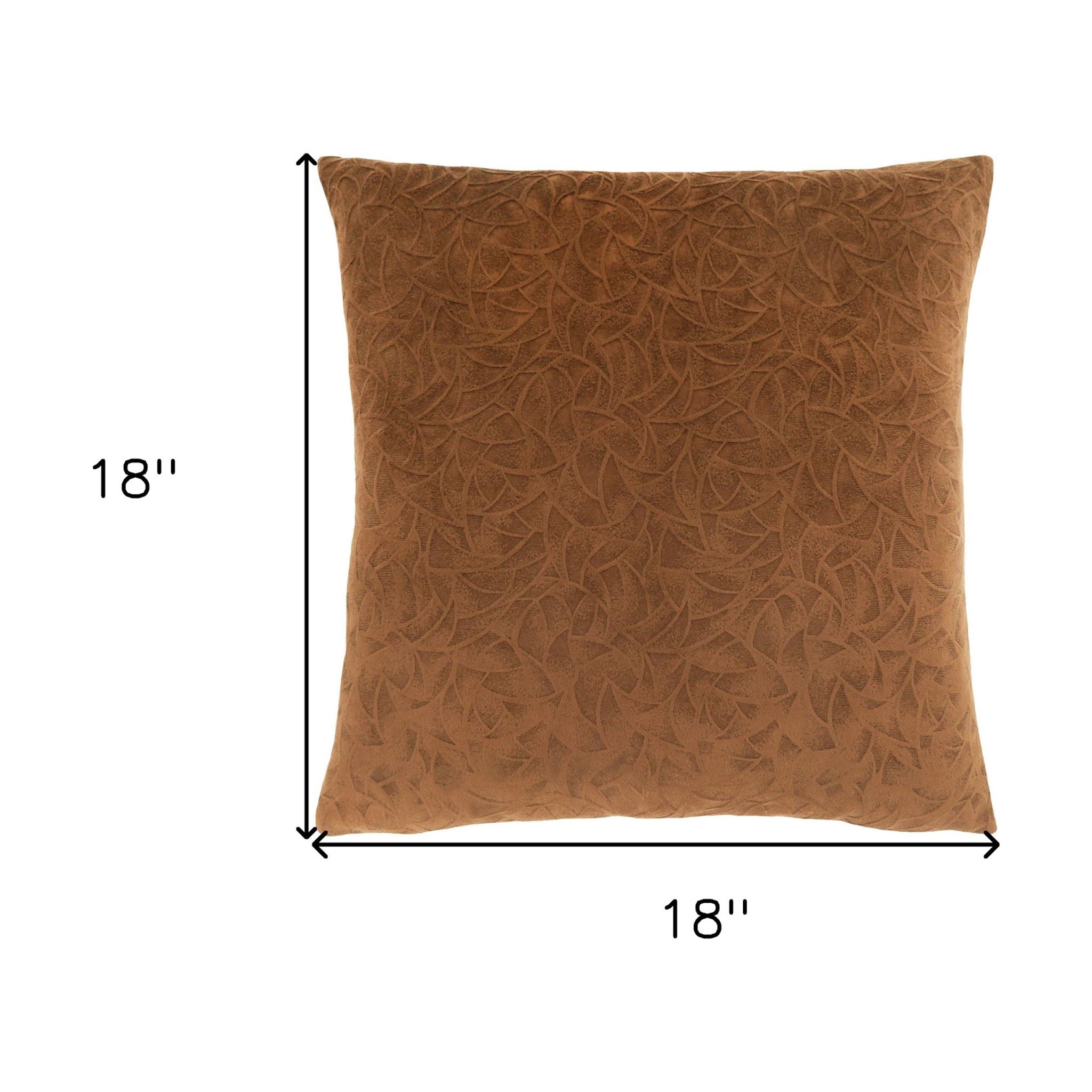 Light Brown Velvet Floral Square Accent Pillows Set