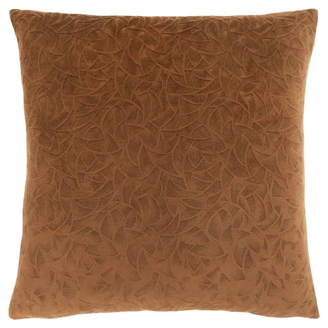 Light Brown Velvet Floral Square Accent Pillows Set