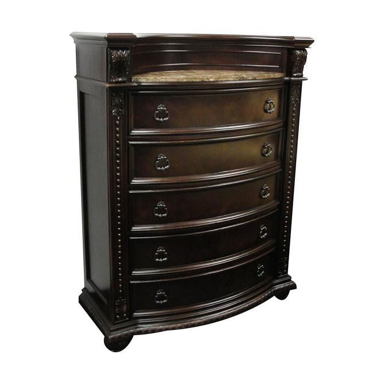 HomeRoots 346991 21 x 44 x 58 in. Cherry Wood Chest with Marble Top ...