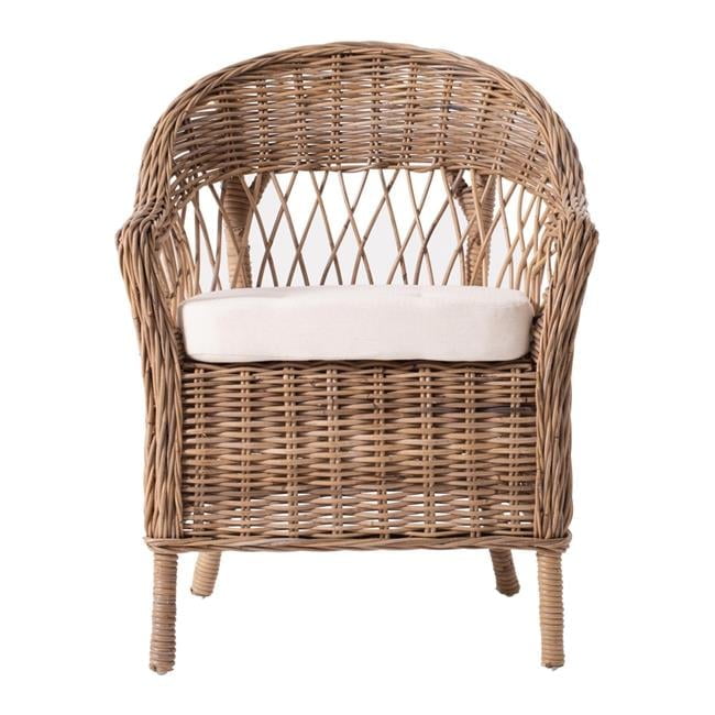 Set of Two Semi Circle Back Wicker Chairs with Seat Cushion Set of Two Semi Circle Back Wicker Chairs with Seat Cushion