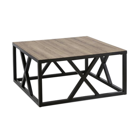 HomeRoots 35" Black Steel Square Coffee Table