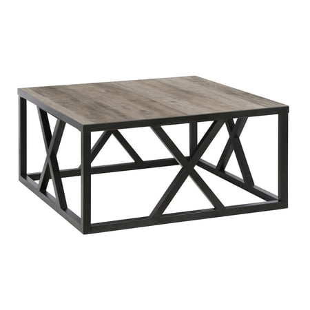 HomeRoots 35" Black Steel Square Coffee Table