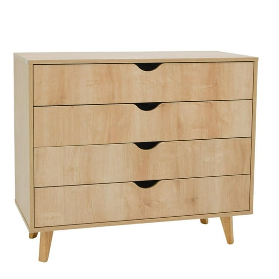 HomeRoots 35" Natural Solid Wood Four Drawer Dresser