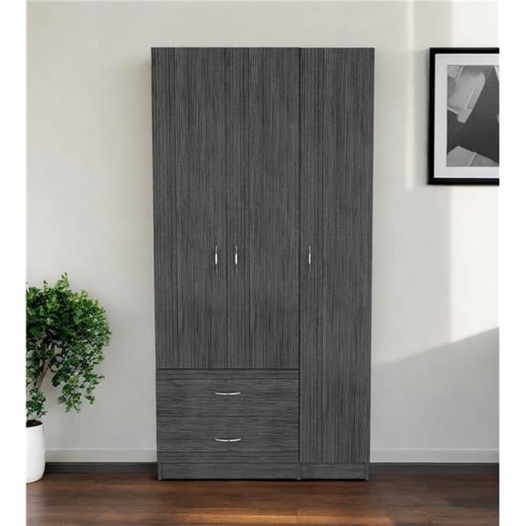 HomeRoots 35 in. Dark Gray Two Drawer Combo Dresser