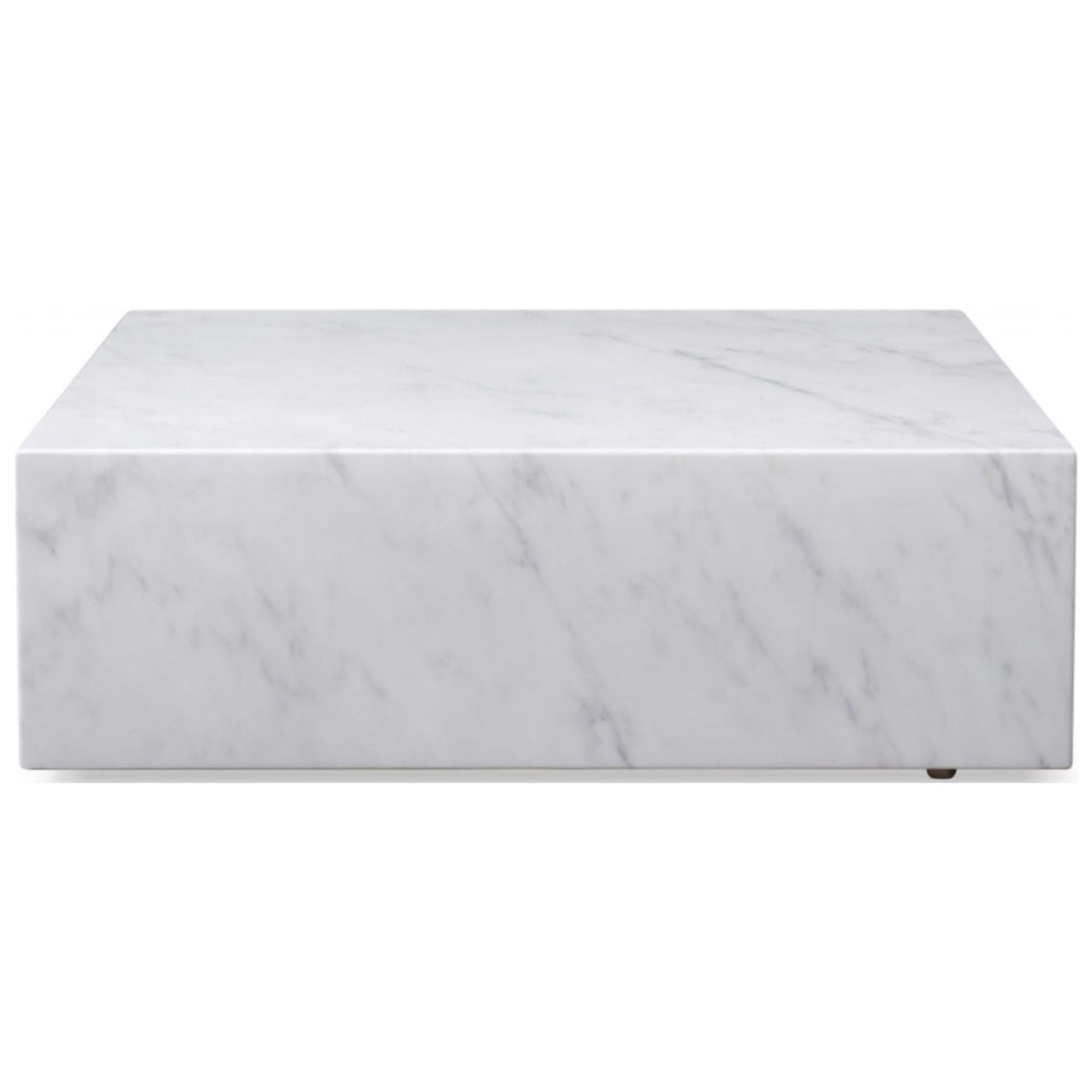 Square White Marble Coffee Table with Storage and Casters