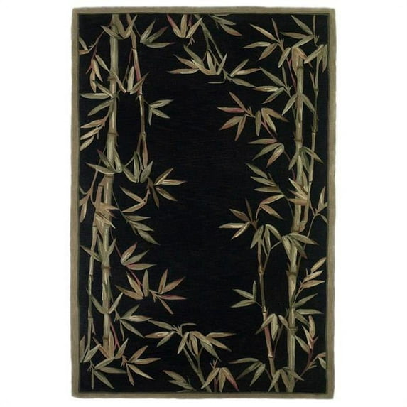 5'3" x 8'3" Wool Black Area Rug