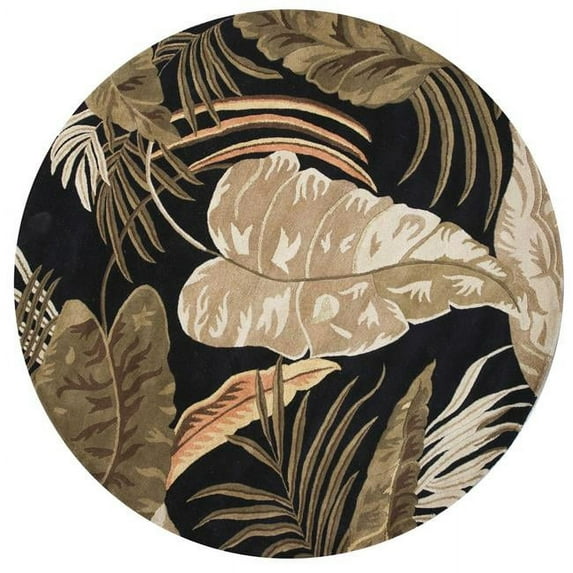 HomeRoots 350151 7 ft. 6 in. Round Wool Midnight Area Rug