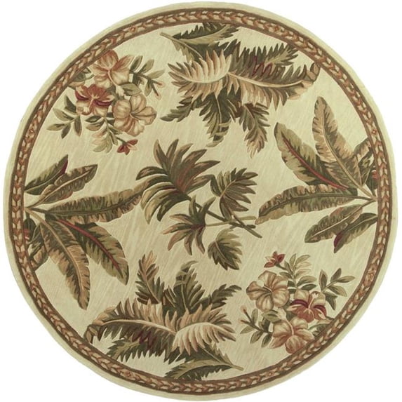 HomeRoots 350209 7 ft. 6 in. Round Wool Ivory Area Rug