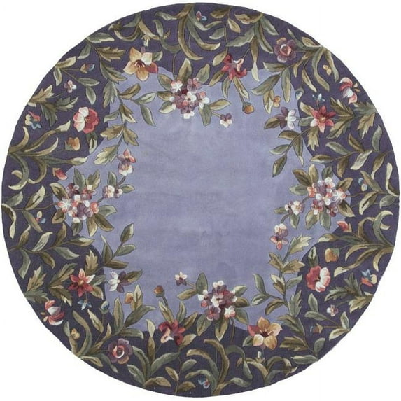 HomeRoots 350232 7 ft. 6 in. Round Wool Lavender Area Rug