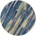thumbnail image 1 of HomeRoots 350351 8 ft. Round Wool Ivory & Blue Area Rug, 1 of 1