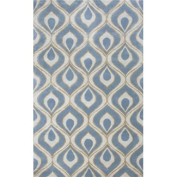HomeRoots 350652 9 ft. x 13 ft. Wool & Viscose Blend Blue Area Rug