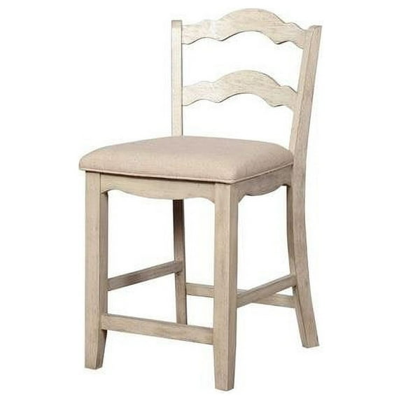 HomeRoots 352206 Wooden Counter Stool with Ladder Back Design & Footrails, Brown