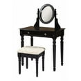 thumbnail image 1 of HomeRoots 352234 Wooden Vanity Set with Adjustable Mirror & Drawer, Black & Beige, 1 of 5