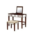 thumbnail image 1 of HomeRoots 352292 Wooden Vanity Set with Flip Top Mirror & 2 Drawers, Brown & Beige, 1 of 5