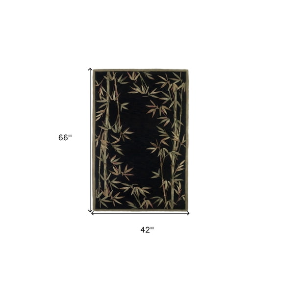 HomeRoots 352738 3 ft. 6 in. x 5 ft. 6 in. Wool Black Area Rug
