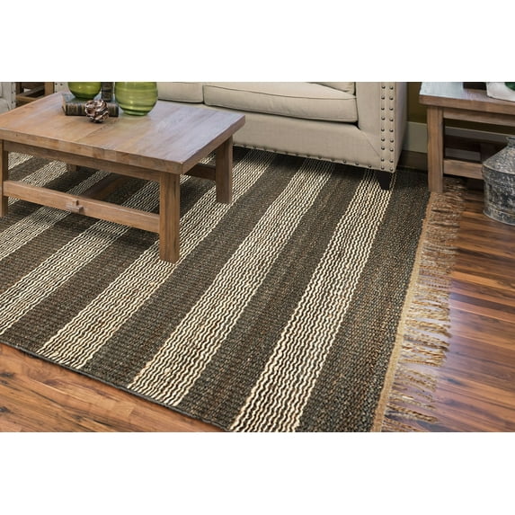 HomeRoots 353021 5 x 7 ft. Jute Slate & Ivory Area Rug