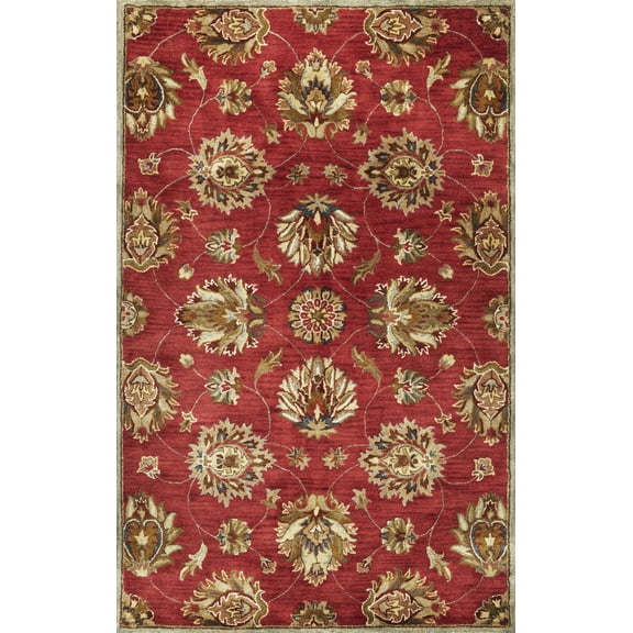5' x 8' Wool Red Area Rug