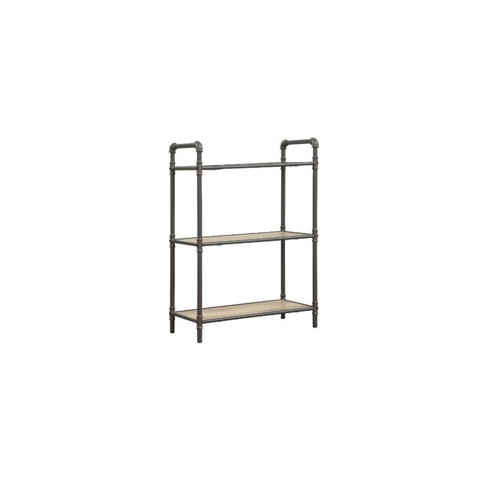 Itzel 26" Antique Oak and Sandy Gray Industrial Bookshelf