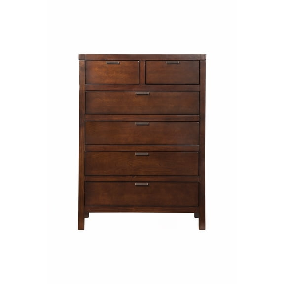 36" Brown Solid Wood Six Drawer Chest