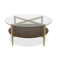 thumbnail image 1 of 36" Gold Glass Round Coffee Table With Shelf, 1 of 9