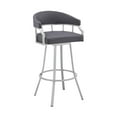 thumbnail image 1 of 36" Slate Grey Faux Leather And Iron Swivel Low Back Counter Height Bar Chair, 1 of 10