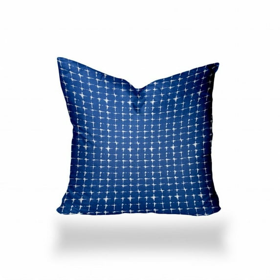 HomeRoots 36" X 36" Blue And White Enveloped Gingham Throw Indoor Outdoor Pillow