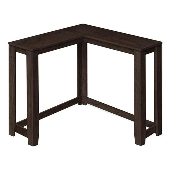 HomeRoots 489756 36 in. Espresso Solid Wood Distressed Corner Console Table