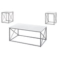 thumbnail image 1 of White Silver Metal Table Set - 3Pcs Set, 1 of 2