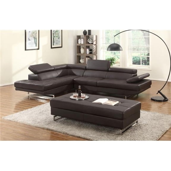 HomeRoots 366221 Brown Left Arm Facing Sectional - 124 x 94 x 36 in.