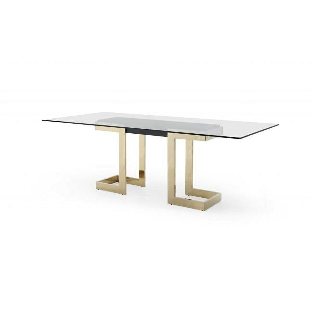 HomeRoots 370725 30 x 87 x 39 in. Glass Stainless Steel Dining Table, Polished Gold