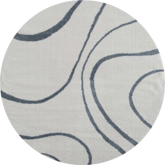 HomeRoots 371648 94 x 94 in. Blue & Grey Microfiber Polyester Round Rug
