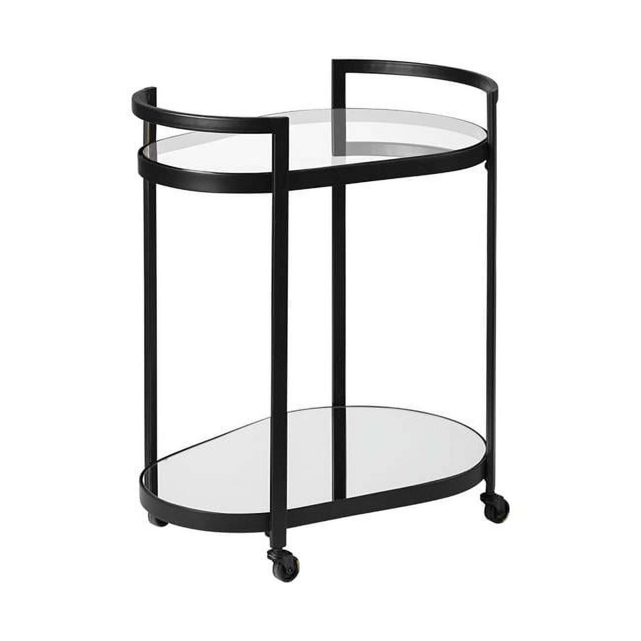 Cyclider Black Metal With Two Mirror Glass Shelves Bar Cart Cyclider Black Metal With Two Mirror Glass Shelves Bar Cart