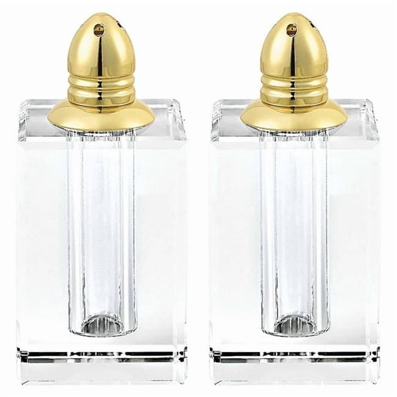 HomeRoots 376094 Handcrafted Optical Crystal & Gold Large Size Salt & Pepper Shakers
